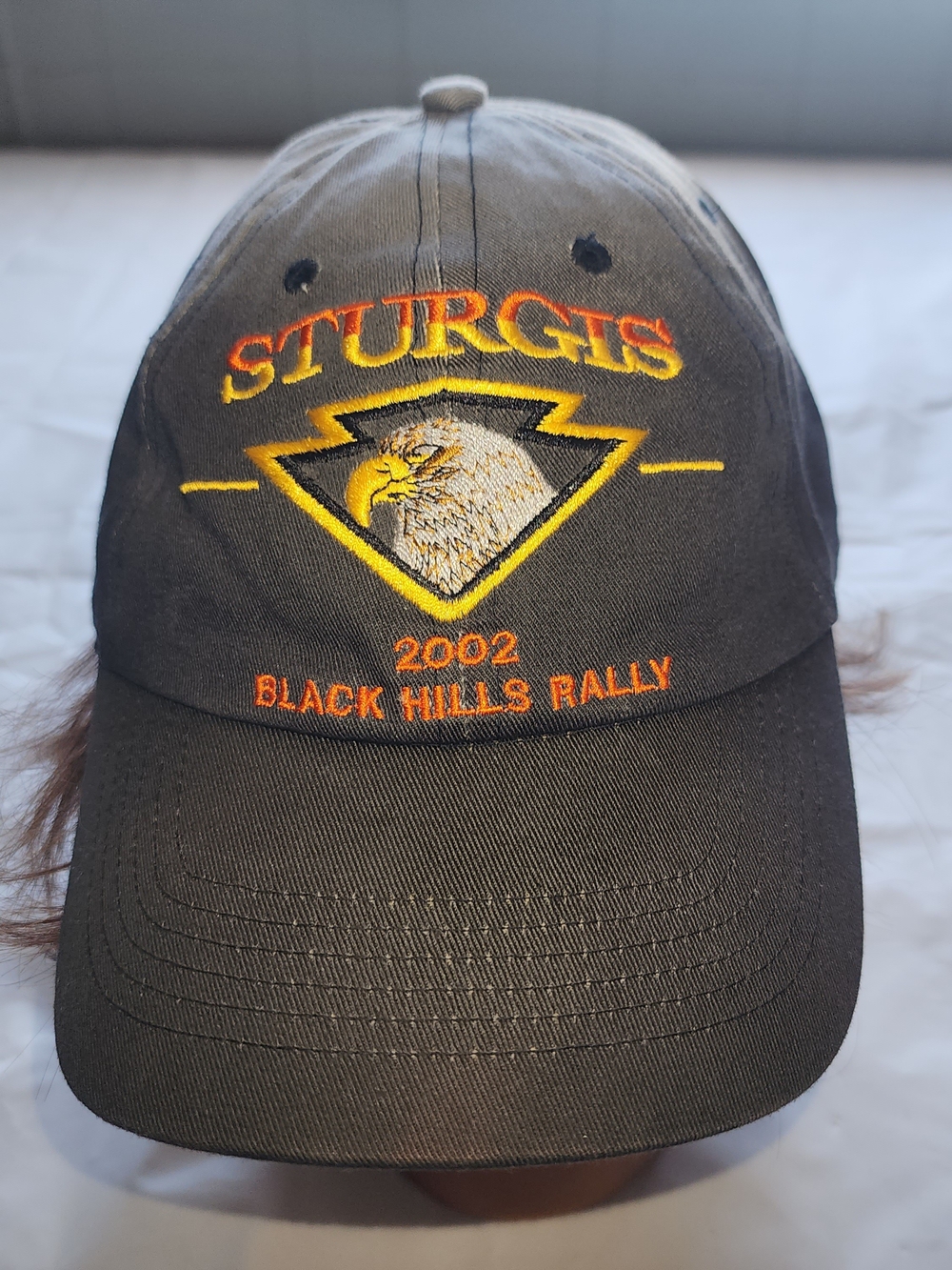 2002 Sturgis Black Hills Rally Motorcycle Cap Hat Black/Gray One Size Fits All